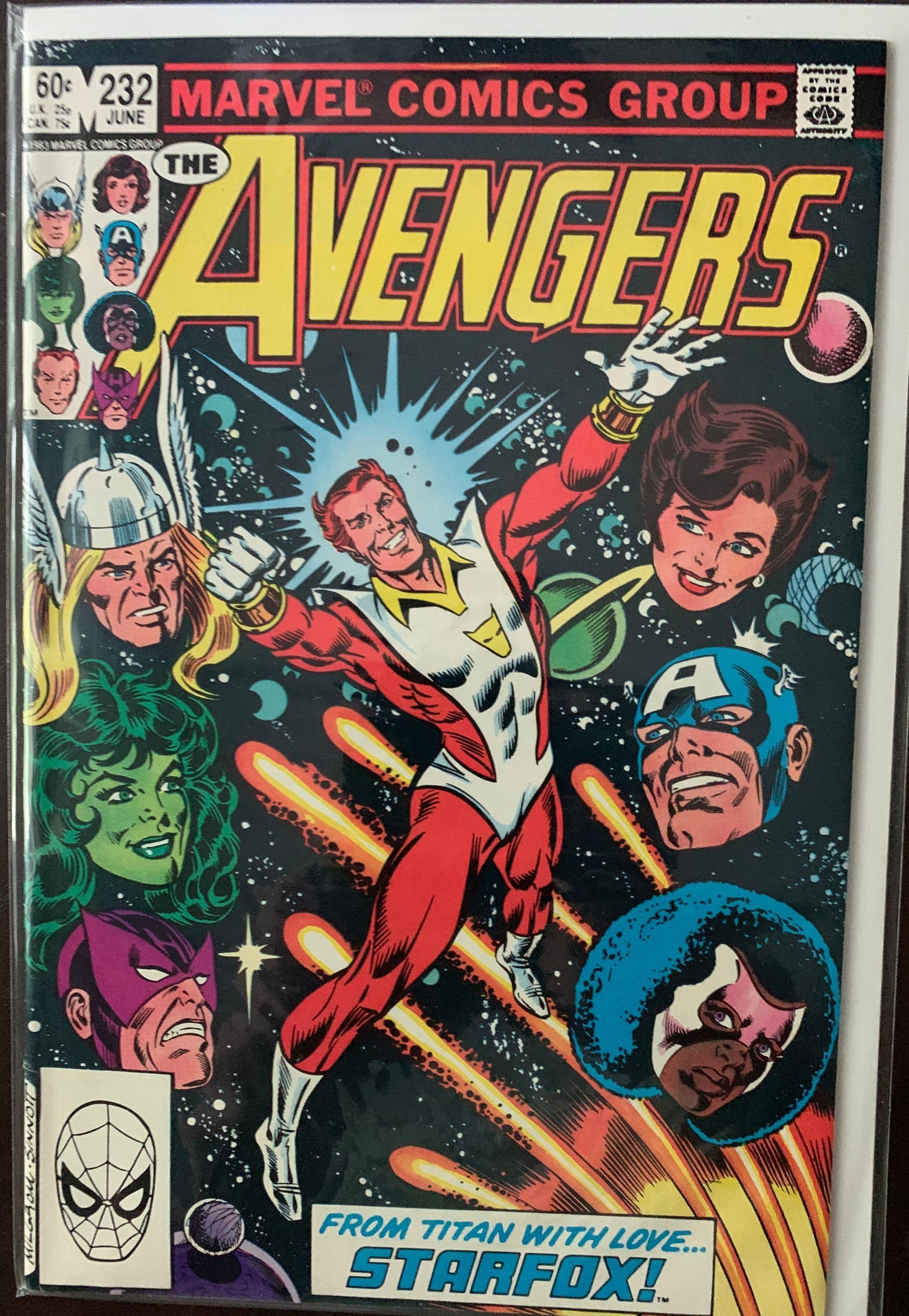 Vintage Comic book cover featuring 'The Avengers' with colorful characters and Marvel Comics Group logo.