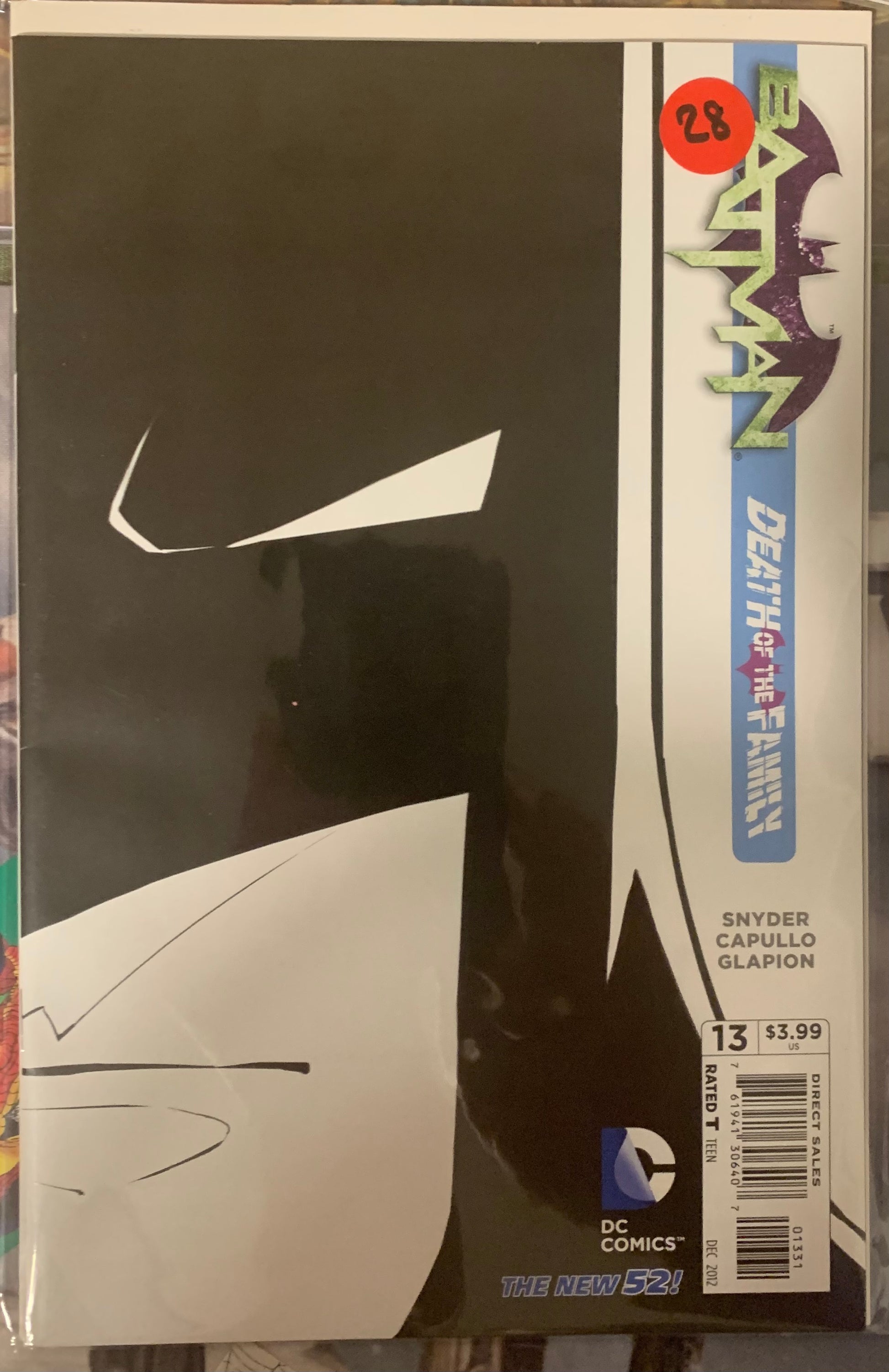 Comic book cover of Batman with a dark background and visible branding.