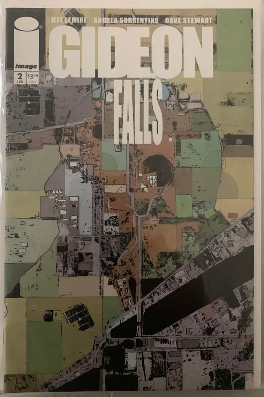 Cover of 'Gideon Falls' with a map-like design in the shape of a head.