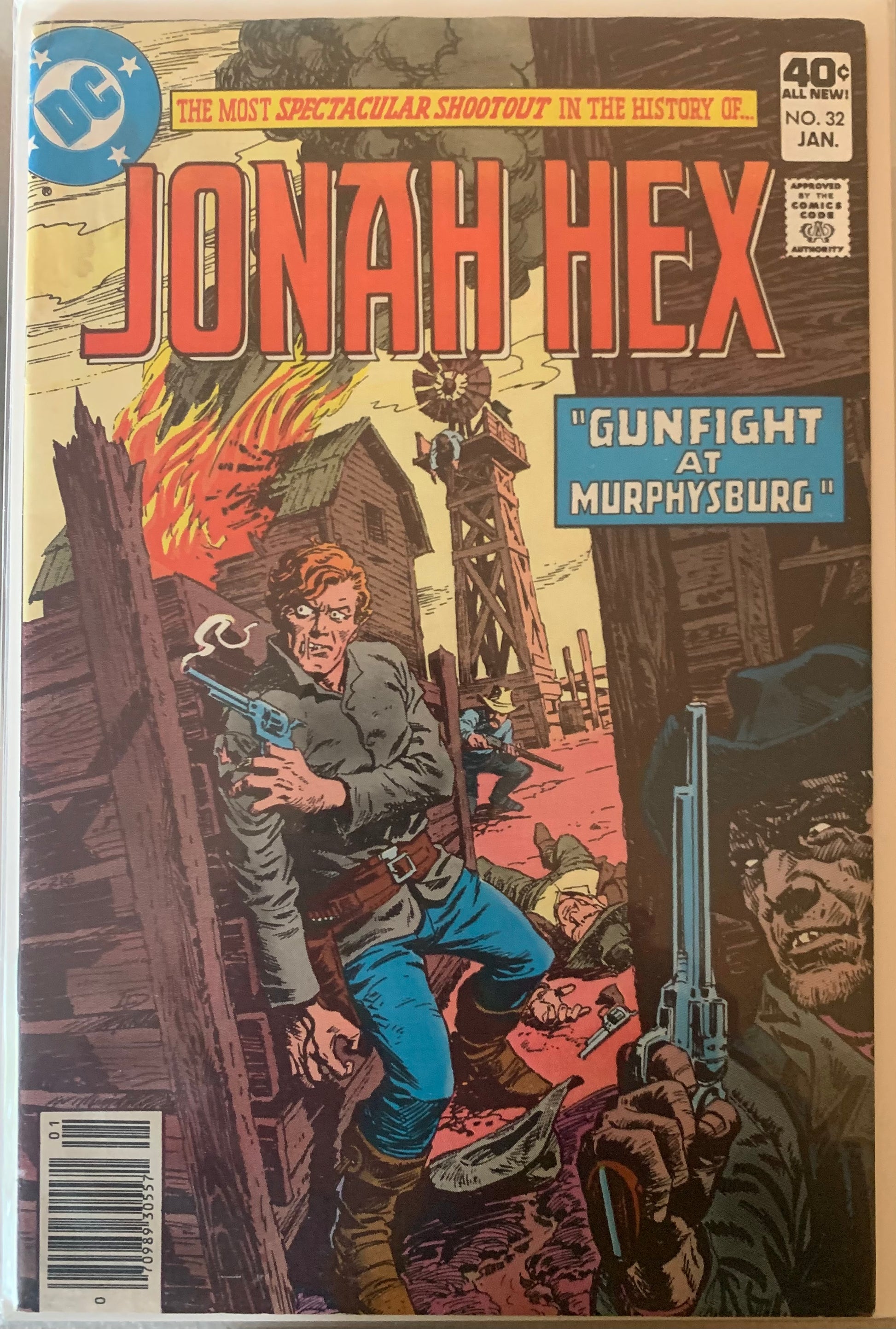 Comic book cover of 'Jonah Hex' with a gunfight scene.