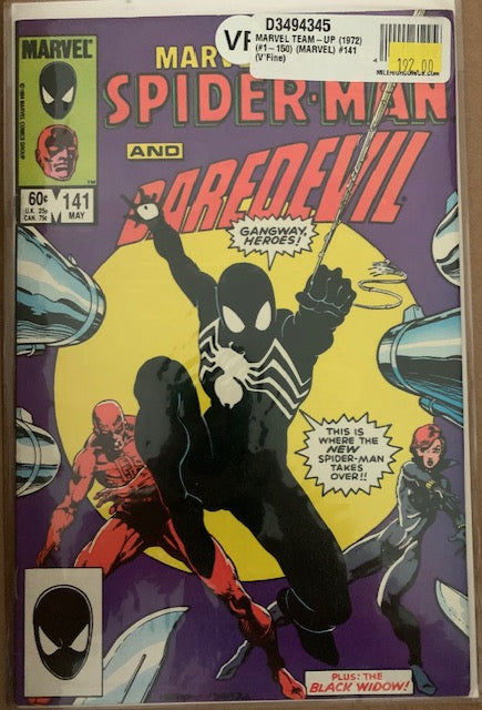 Comic book cover featuring Spider-Man and Daredevil with a purple border.