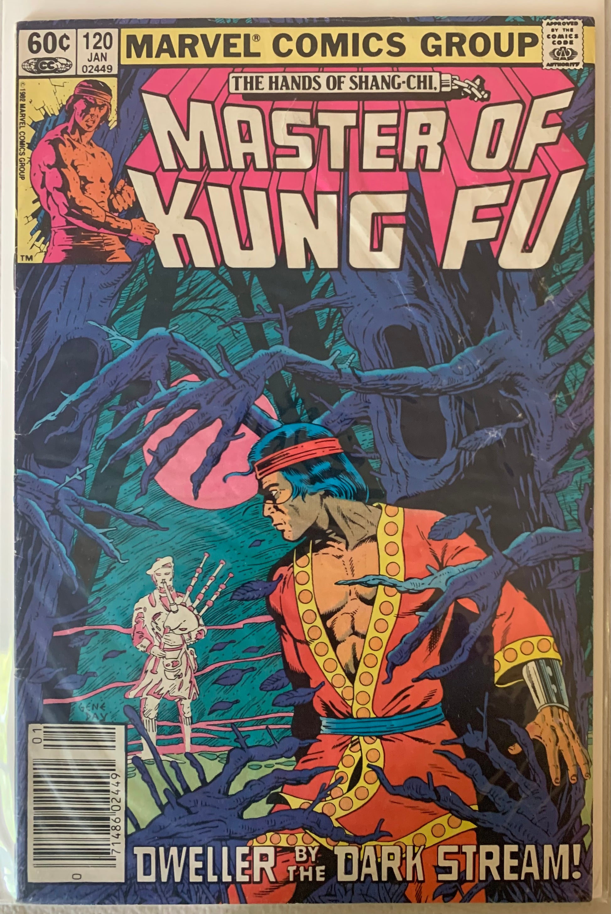 Comic book cover of 'Master of Kung Fu' featuring a character in a forest setting.