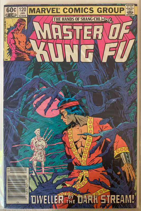 Comic book cover of 'Master of Kung Fu' featuring a character in a forest setting.