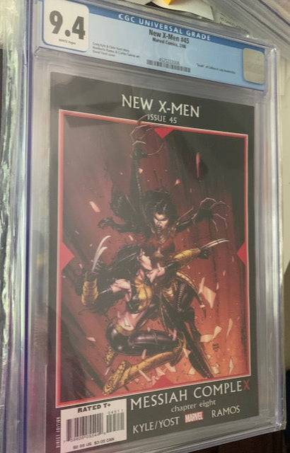 Comic book in a CGC protective case and label with X-23 battling Lady Death Strike.