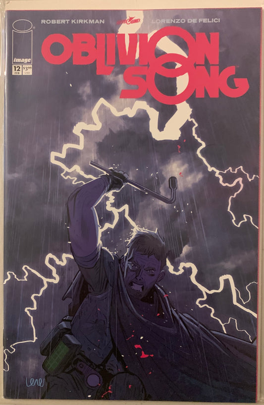 Comic book cover titled 'Oblivion Song' with a figure holding a tire iron as a weapon against a dark background.