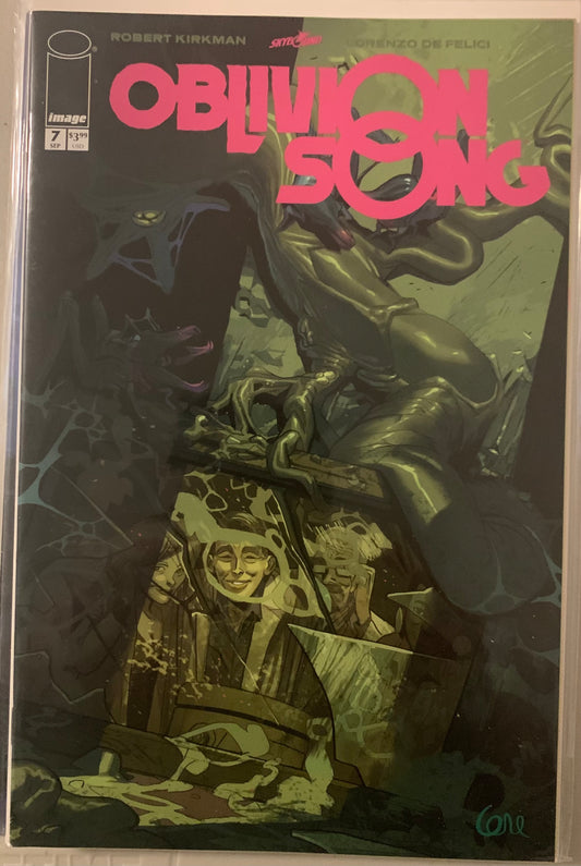 Comic book cover titled 'Oblivion Song' with a dark and eerie design with various creatures.