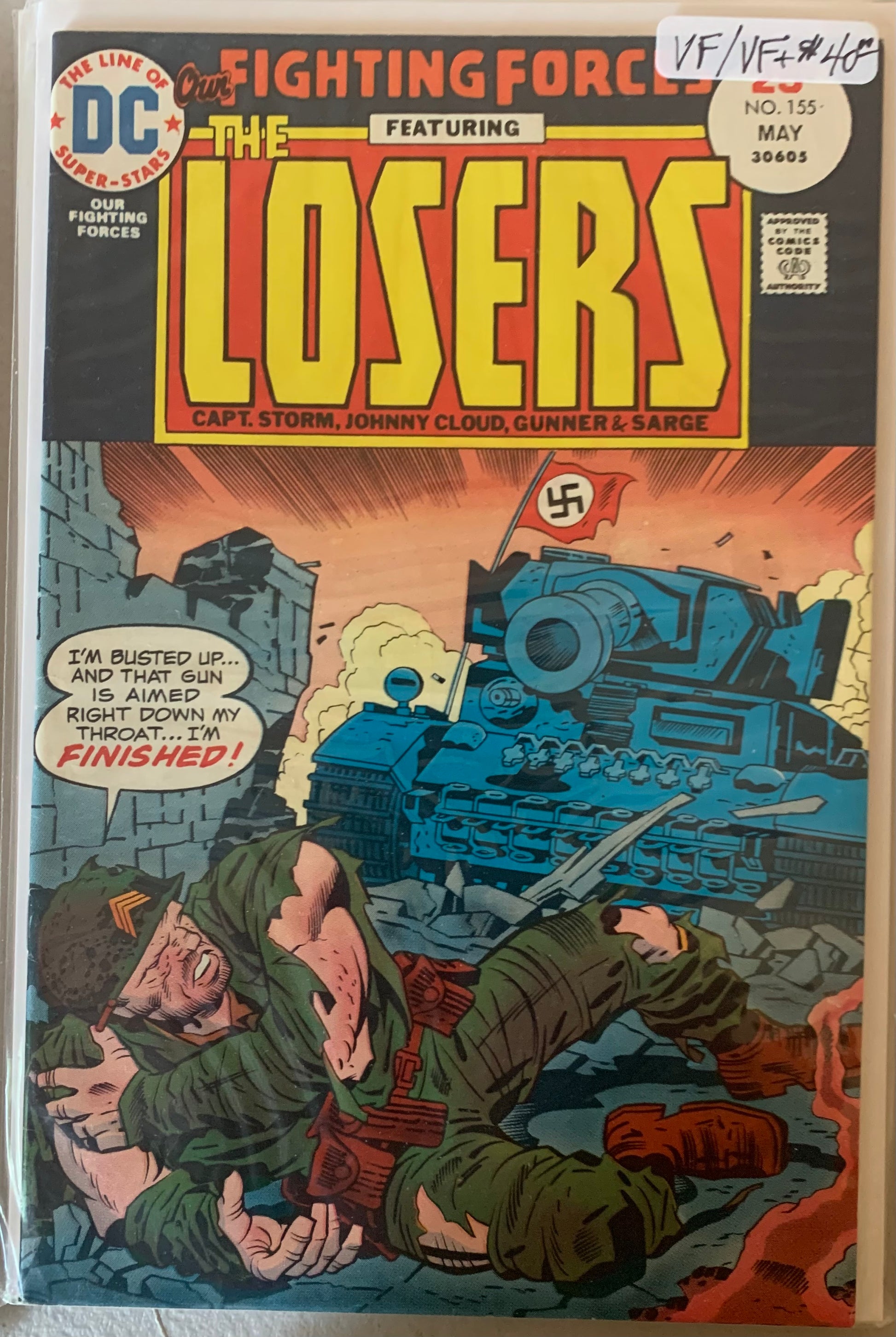 Vintage Comic book cover featuring 'The Losers' with a soldier and tank in the background