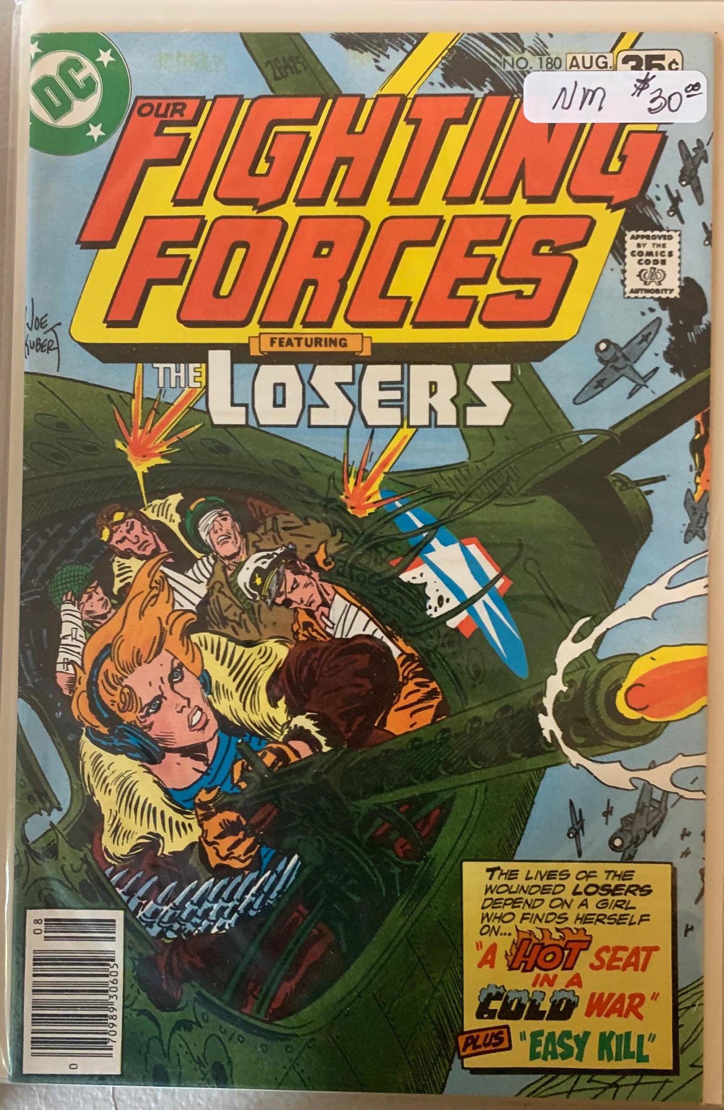 Vintage Comic book cover featuring 'Our Fighting Forces' with 'The Losers' on an aerial background with planes and a helicopter.