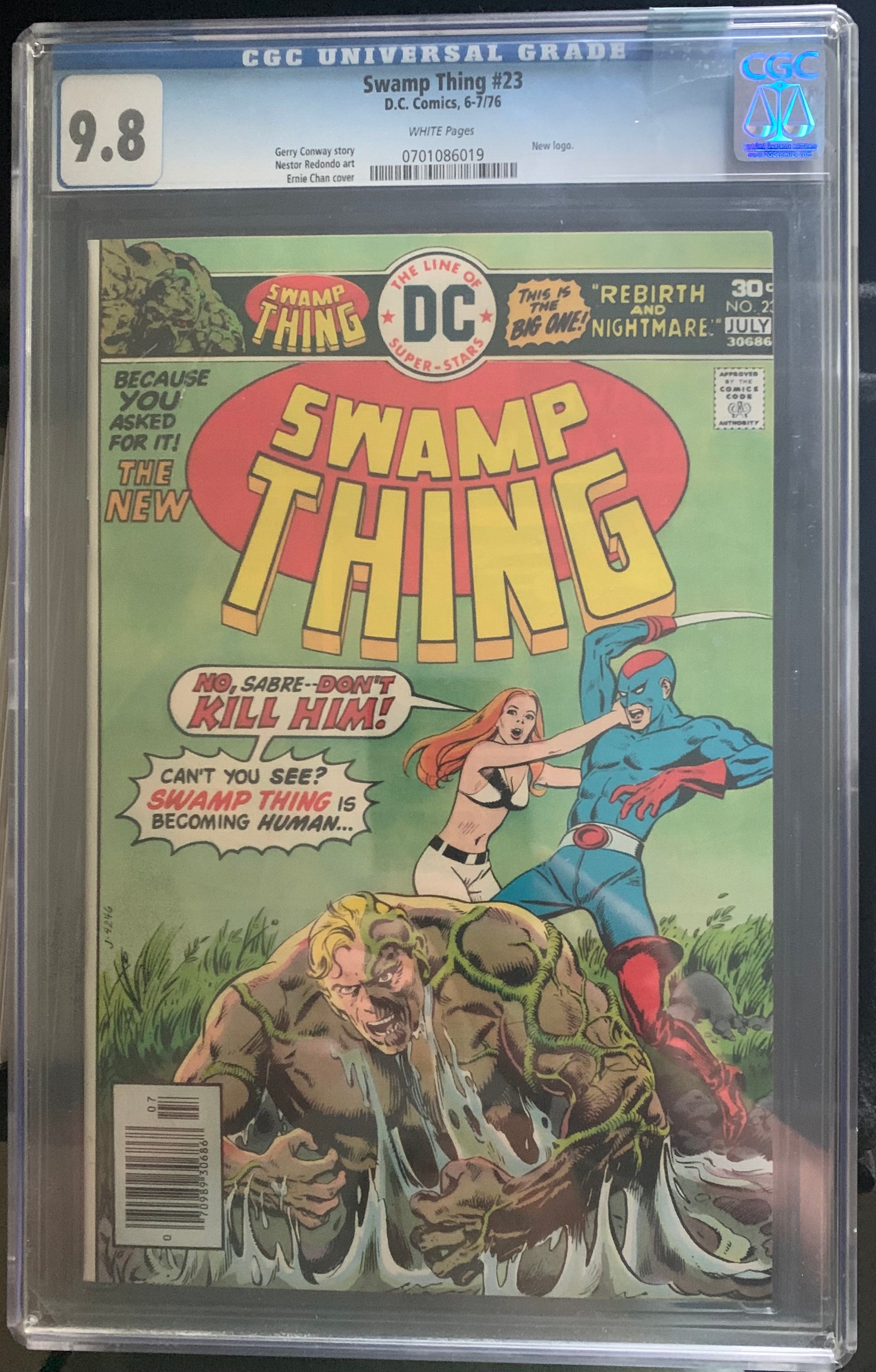 Graded Comic book cover of 'Swamp Thing' with CGC grading label