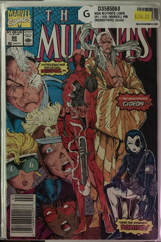 Vintage Comic book cover featuring 'The New Mutants' with Deadpool and various characters.