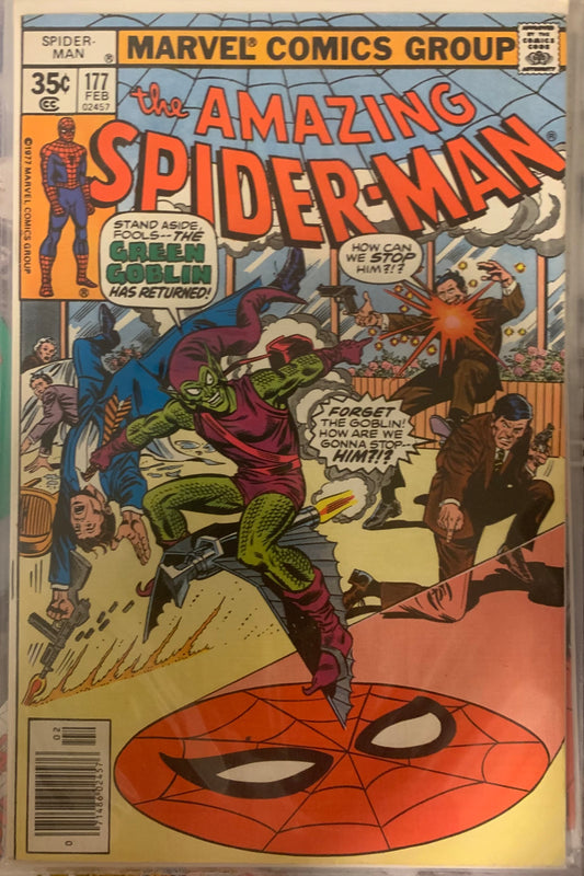 Comic book cover featuring Spider-Man and Green Goblin with Marvel Comics Group logo.