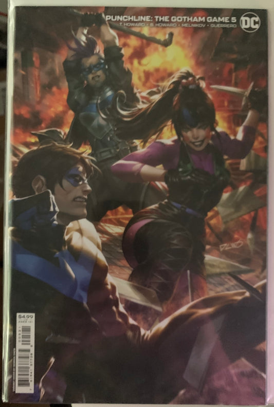 Comic book cover featuring two characters in a dynamic pose with a fiery background.