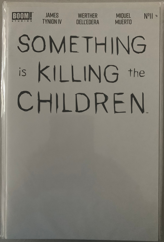 Comic Book cover of 'Something is Killing the Children' with text and branding. Blank Sketch Vairant.