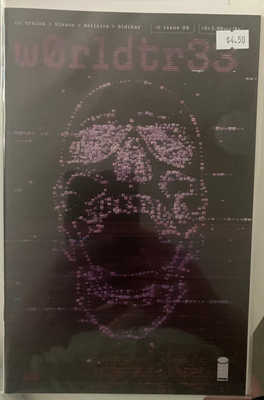 Comic book cover with a stylized skull design and text on a dark background.